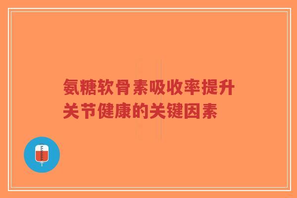 氨糖软骨素吸收率提升关节健康的关键因素
