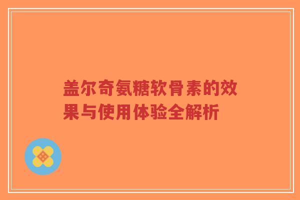 盖尔奇氨糖软骨素的效果与使用体验全解析