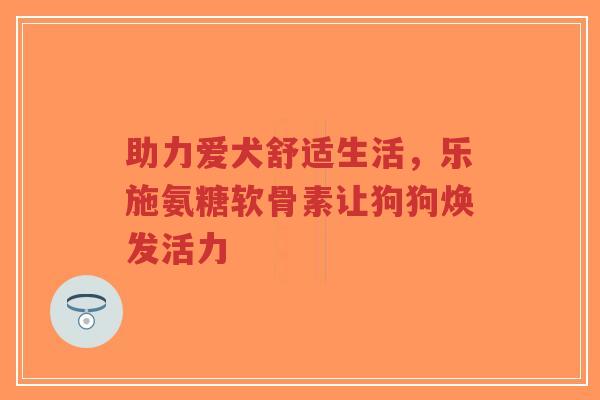 助力爱犬舒适生活，乐施氨糖软骨素让狗狗焕发活力
