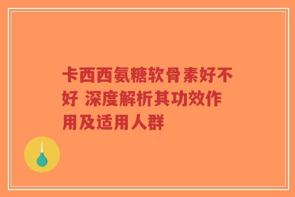 卡西西氨糖软骨素好不好 深度解析其功效作用及适用人群