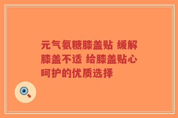 元气氨糖膝盖贴 缓解膝盖不适 给膝盖贴心呵护的优质选择