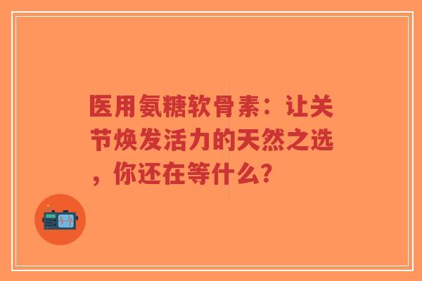 医用氨糖软骨素：让关节焕发活力的天然之选，你还在等什么？