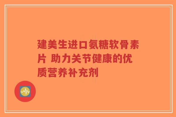 建美生进口氨糖软骨素片 助力关节健康的优质营养补充剂