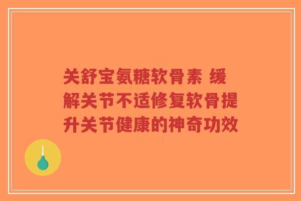 关舒宝氨糖软骨素 缓解关节不适修复软骨提升关节健康的神奇功效