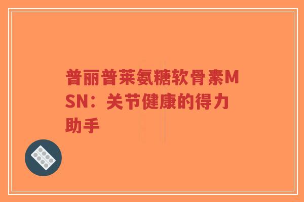 普丽普莱氨糖软骨素MSN：关节健康的得力助手