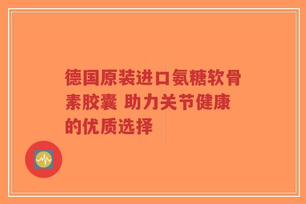 德国原装进口氨糖软骨素胶囊 助力关节健康的优质选择