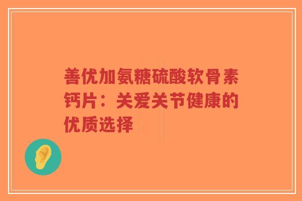 善优加氨糖硫酸软骨素钙片：关爱关节健康的优质选择