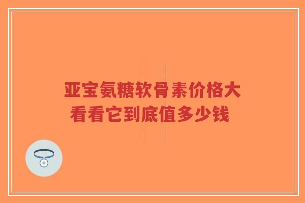 亚宝氨糖软骨素价格大 看看它到底值多少钱