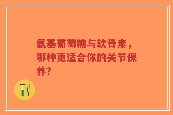 氨基葡萄糖与软骨素，哪种更适合你的关节保养？