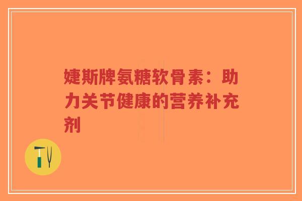 婕斯牌氨糖软骨素：助力关节健康的营养补充剂