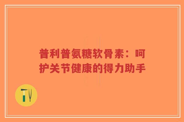普利普氨糖软骨素：呵护关节健康的得力助手