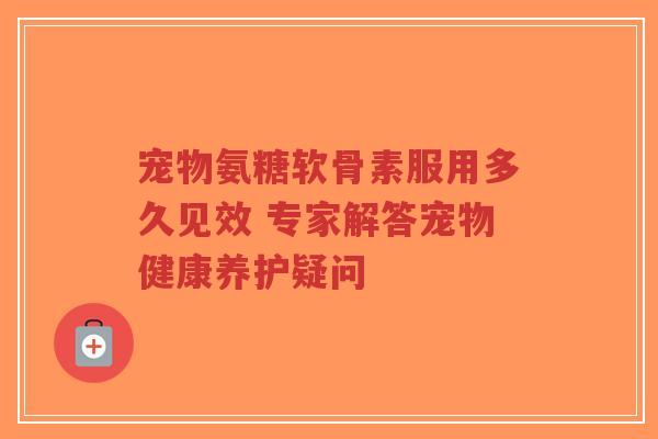 宠物氨糖软骨素服用多久见效 专家解答宠物健康养护疑问