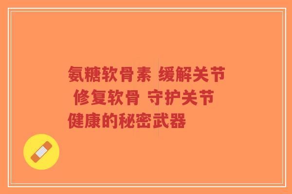 氨糖软骨素 缓解关节 修复软骨 守护关节健康的秘密武器