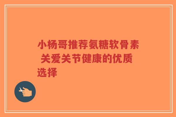 小杨哥推荐氨糖软骨素 关爱关节健康的优质选择