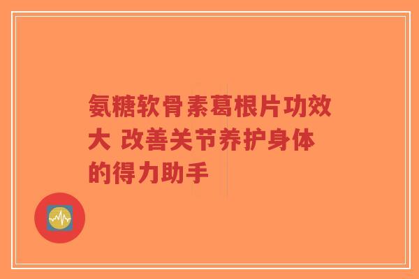 氨糖软骨素葛根片功效大 改善关节养护身体的得力助手