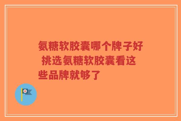 氨糖软胶囊哪个牌子好 挑选氨糖软胶囊看这些品牌就够了