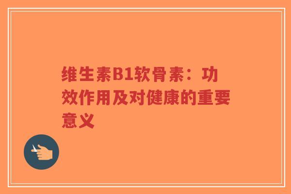 维生素B1软骨素：功效作用及对健康的重要意义