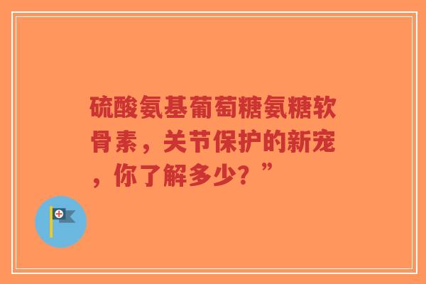 硫酸氨基葡萄糖氨糖软骨素,关节保护的新宠,你了解多少?” 硫酸氨基葡萄糖氨糖软骨素,关节保护的新宠,你了解多少?”