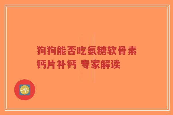 狗狗能否吃氨糖软骨素钙片补钙 专家解读