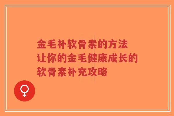 金毛补软骨素的方法 让你的金毛健康成长的软骨素补充攻略